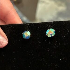 Sabika Iridescent Blue-Green Stud Earrings